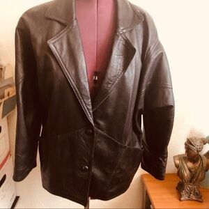 Genuine leather jacket made in Italy vintage stylish dark brown coat